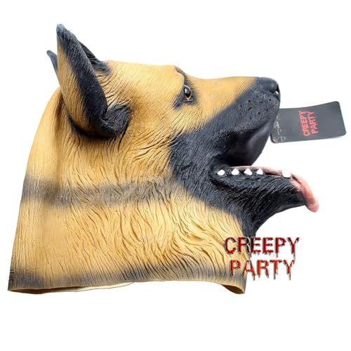 CreepyParty German Shepherd Dog Mask for Adults, Natural Latex German Shepherd Dog Costume Mask for Halloween Parties and Cosplay by CreepyParty - Image 4