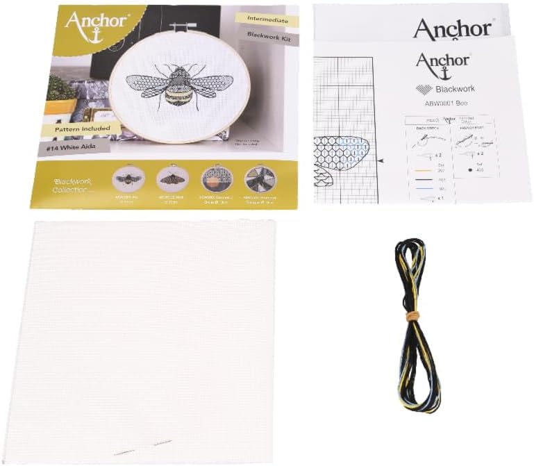 Anchor Counted Blackwork Stitch kit Bee, Diam 13cm, DIY