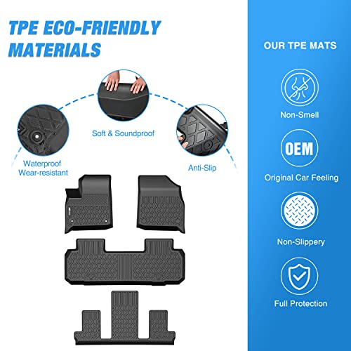 Image of Nilight TPE Floor Mats for Chevy Traverse Bucket Seats