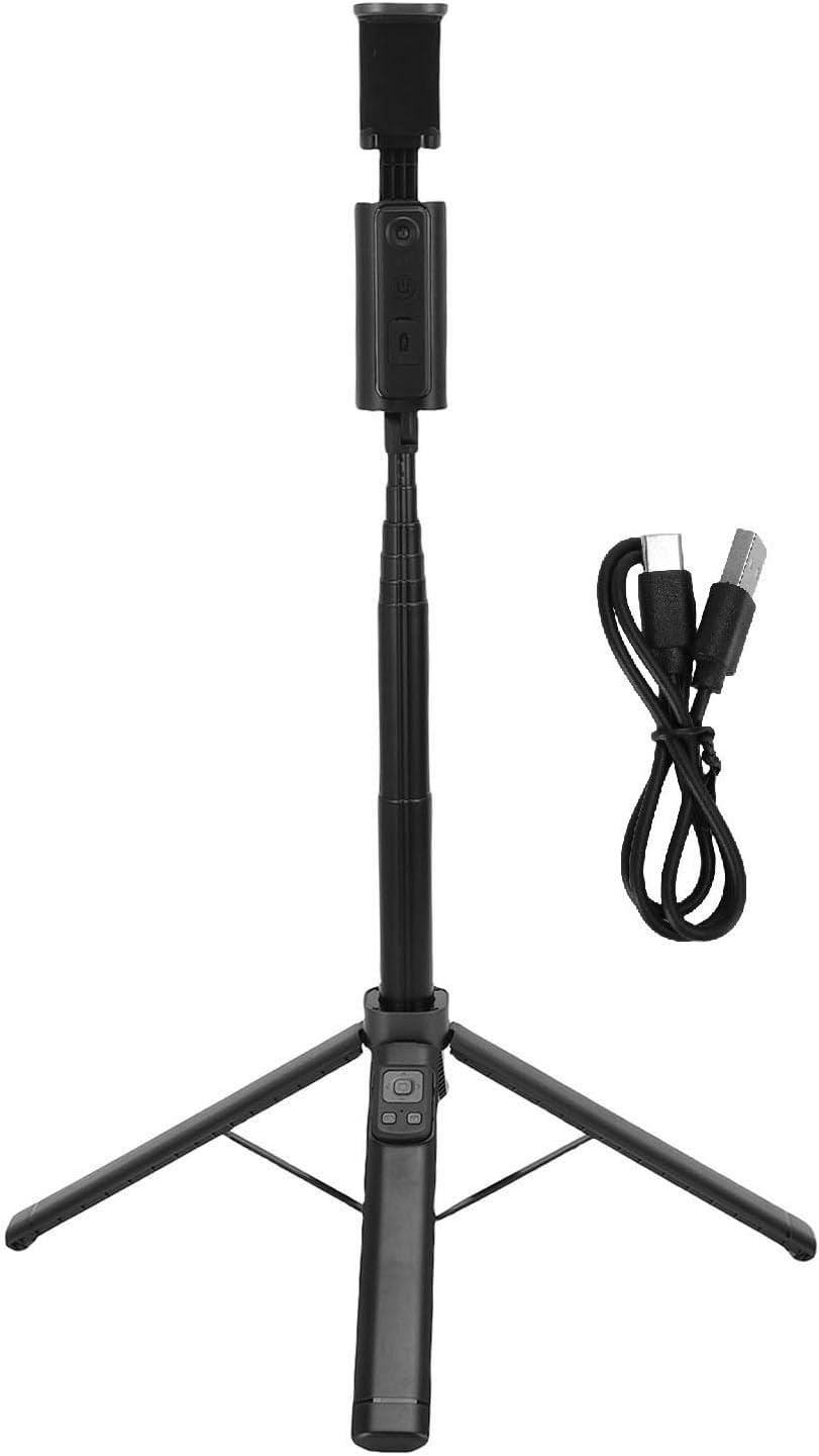 Jiawu Phone Selfie Stick, 1.5m Extendable AI Face Tracking Tripod with 360 Rotatable Bluetooth Remote for Cell Phones