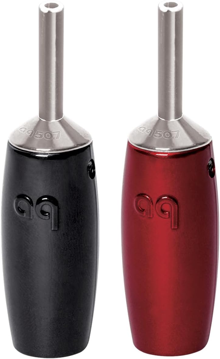 AudioQuest 507 Series Banana Speaker Connectors – Fits Standard Banana Jacks (Supports up to 7 AWG) - Silver - Set of 4