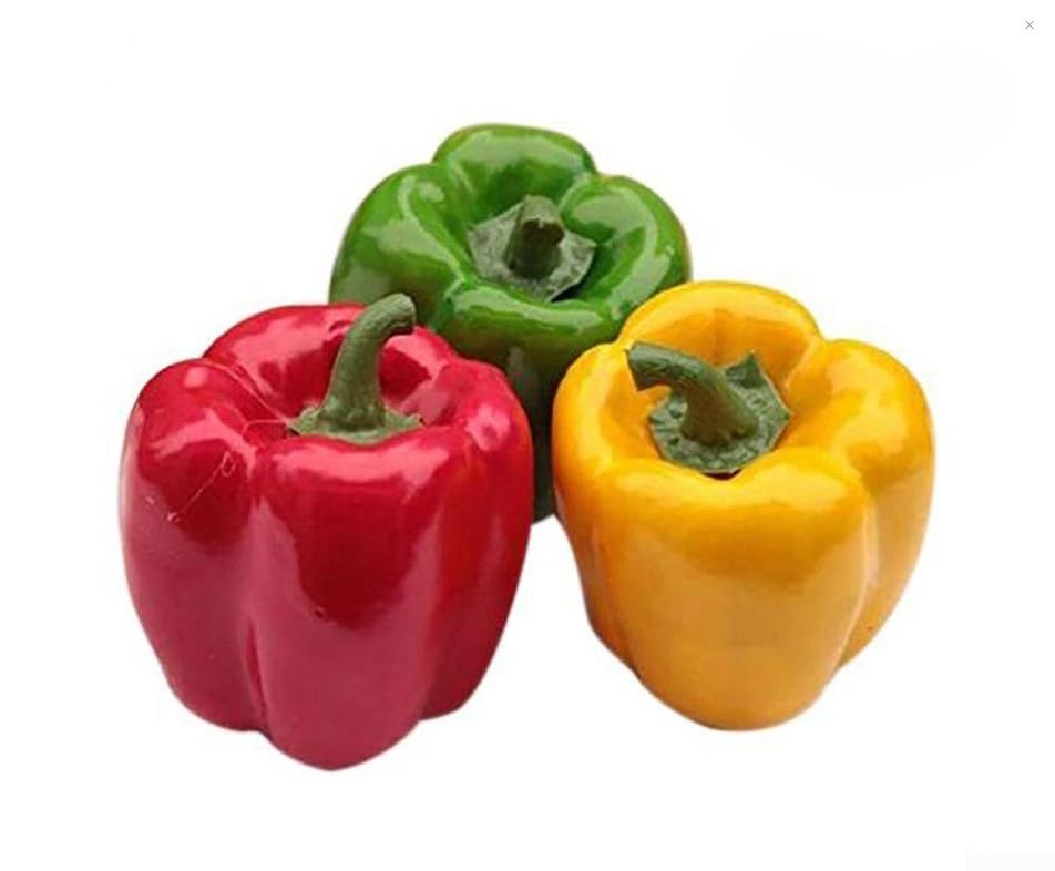 3PCS Lifelike Artificial Bell Peppers, Realistic Fake Vegetables Red Yellow Green for Home Kitchen Restaurant Decor Photo Props