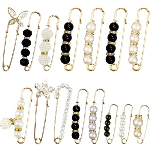 15 Pieces Pearl Brooch Safety Pins, Pant Waist...
