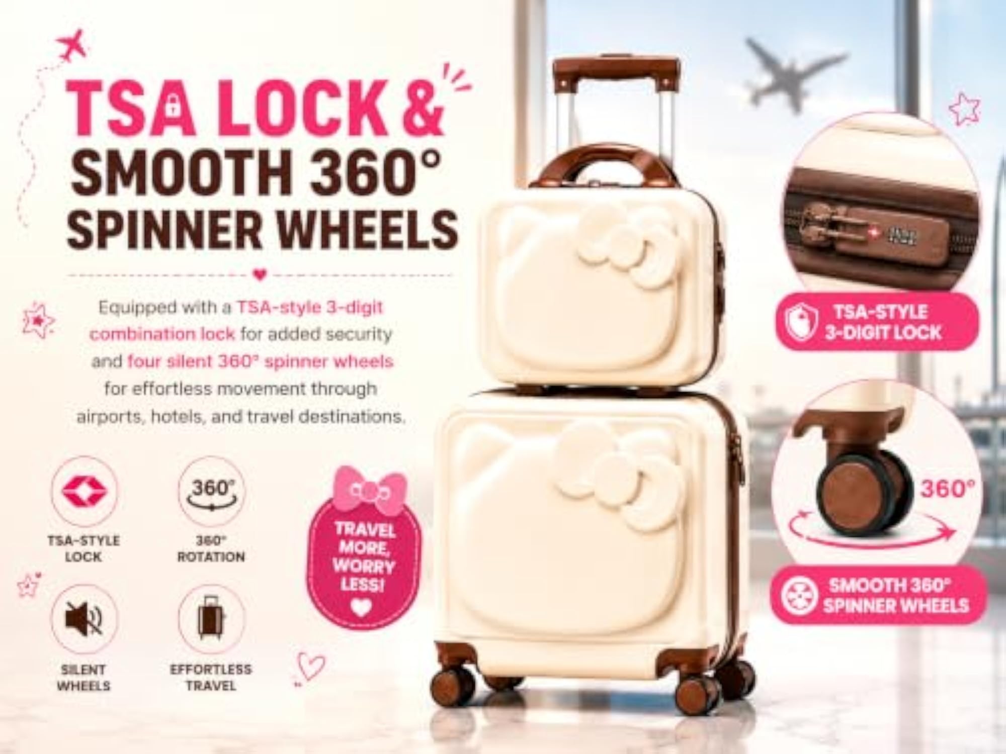2-Piece ABS Hard Shell Luggage Set with Mini Vanity Case