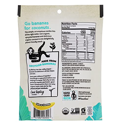 Barnana - Organic Chewy Coconut Banana Bites, Healthy Dehydrated Treat, Chewy Coconut Banana Snack, Made With Real Fruit, Potassium, Kosher, USDA Organic, Paleo, Gluten-Free, Vegan (3.5 oz, 12-Pack)