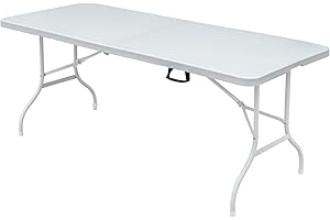IDEALHOUSE 6 Ft Plastic Folding Table: Iron Legs, Portability, Outdoor Versatility