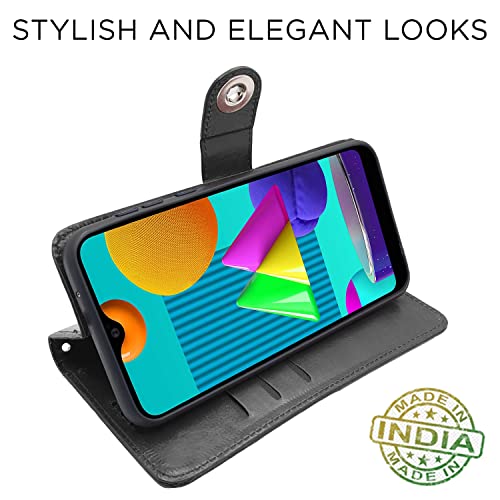 Image of Pikkme Samsung Galaxy A54 5G Flip Cover Leather Finish | Inside TPU with Card Pockets | Wallet Stand and Shock Proof | Complete Protection Button Flip Case (Black)