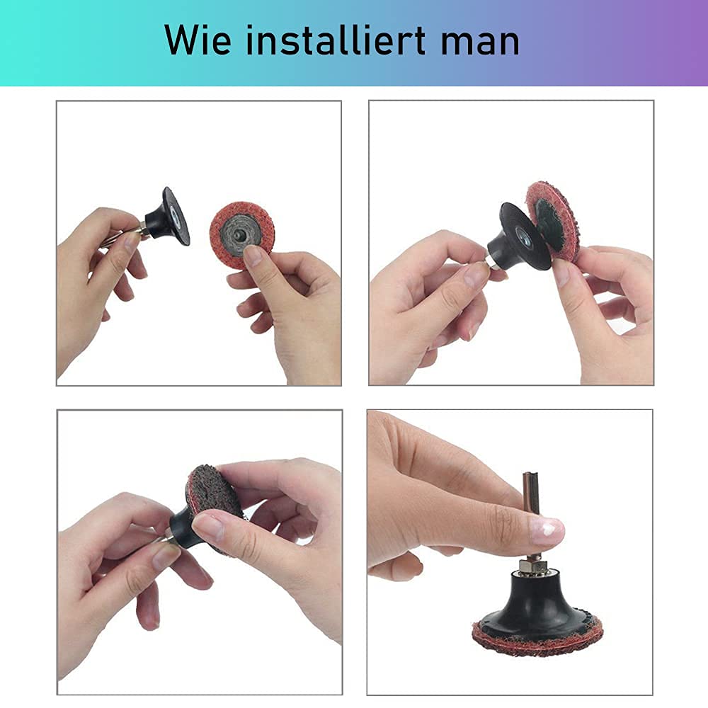 Mesee 15 Stück Schleifscheiben-Set, 2 Zoll Roll Lock Schnellwechsel Scheiben für Stabschleifer Oberflächenentrostung, Schleifen, Polieren, Grat, Rostfarbe (Kurs/Mittel/Feinkörnung)