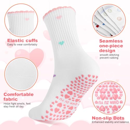 Image of Jspupifip Cute Pilates Socks for Women | Non Slip Yoga Socks with Grips for Barre Workout Athletic Hospital