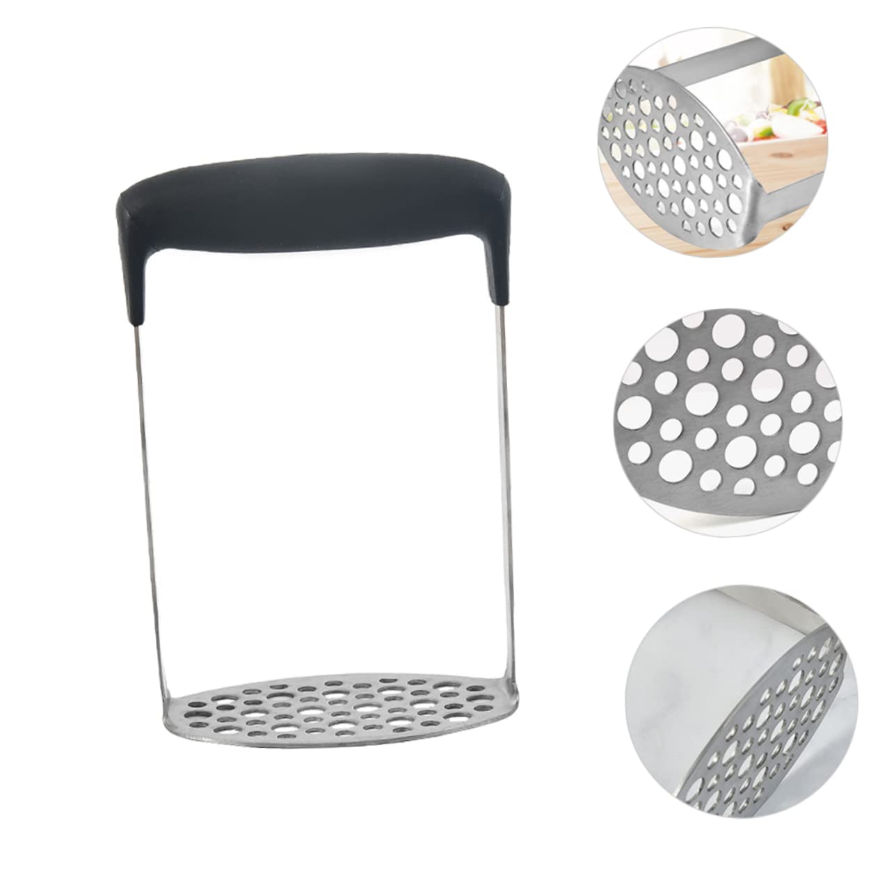 CONGARTENO Stainless Steel Vegetable Masher with Comfortable Handle Non Slip Grip Dishwasher Safe Potato Press for Effortless Cooking and Food Preparation