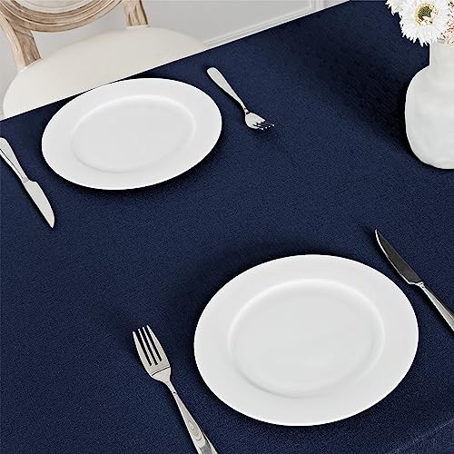 Veblandy 2 Pack Rectangle Tablecloth, 60x104 inch, Water Resistant Wrinkle Free Linen Textured Table Cloth Washable, Decorative Fabric Table Cover for Dining, Party and Camping, Navy Blue by Veblandy - Image 4