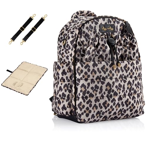 Image of Itzy Ritzy Dream Diaper Bag Backpack - Compact Baby Backpack Diaper Bag with 14 Pockets, Changing Pad, Stroller Straps, Laptop Pocket & Comfortable Straps (Leopard)