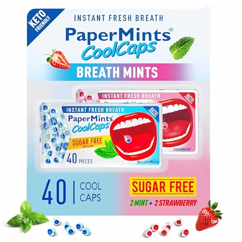 PaperMints CoolCaps - Instant Fresh Breath Mints Sugar-Free Variety 4 Pack - 160 capsules. Chronic...