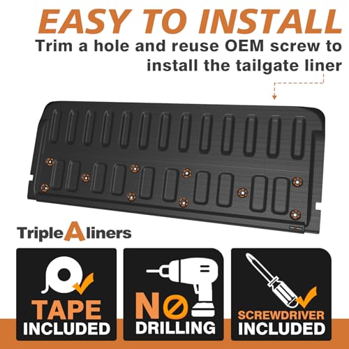 Image of TripleAliners Truck Mat Compatible with 2019-2023 Ford Ranger Accessories, Tailgate Mat Custom Fit All Weather Protection Pickup Liner