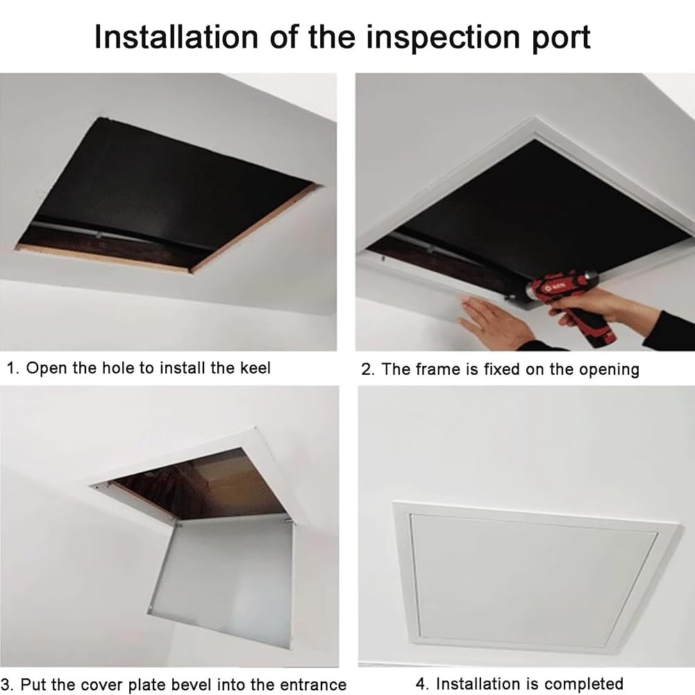 Panel De Acceso para Techos Y Paneles De Yeso, Puerta Cuadrada De Acceso para Plomería, Puertas Metálicas De Fácil Acceso, Panel De Acceso con Interruptor Giratorio para Techo,50 * 50cm