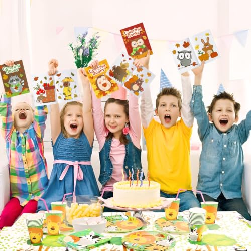 Image of 48Pcs Animal Theme Coloring Books for Kids Bulk Fall Mini Coloring Booklet Autumn DIY Art Drawing Book with Squirrel Hedgehog for Toddlers Halloween Thanksgiving Birthday Party Favor Goodie Bag Filler
