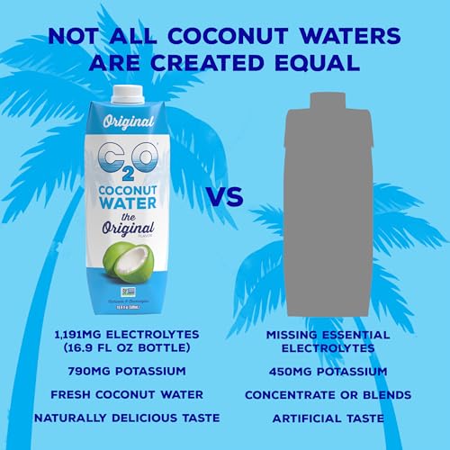 Image of C2O - Coconut Water, The Original Flavor (12 Pack) - Made with Fresh Coconut Water - Plant Based, Non GMO Water - Natural Hydration, Essential Electrolytes, & Potassium - 12 Tetra Packs, 16.9 FL OZ