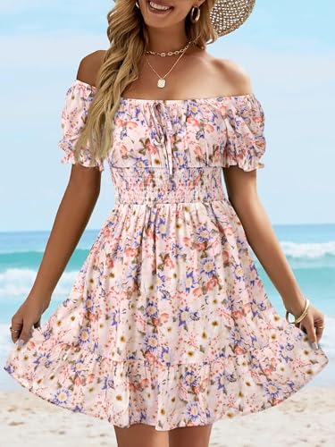 Image of Womens Babydoll Mini Dress Casual Square Neck Short Sleeve Summer Dresses