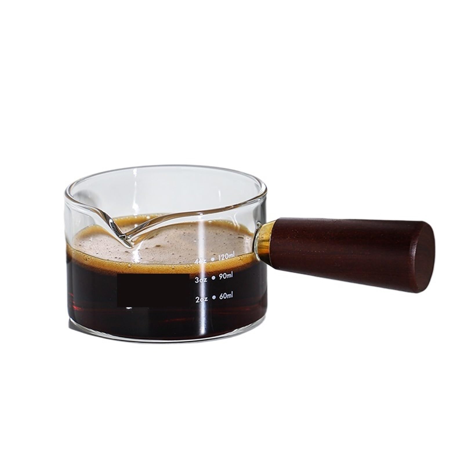Taza de extracción de Espresso con escala, taza medidora de vidrio, taza de Espresso con mango de madera, taza de leche pequeña, jarra de leche, taza de onzas, 120ml, 2 uds. Para Barista(120ml)