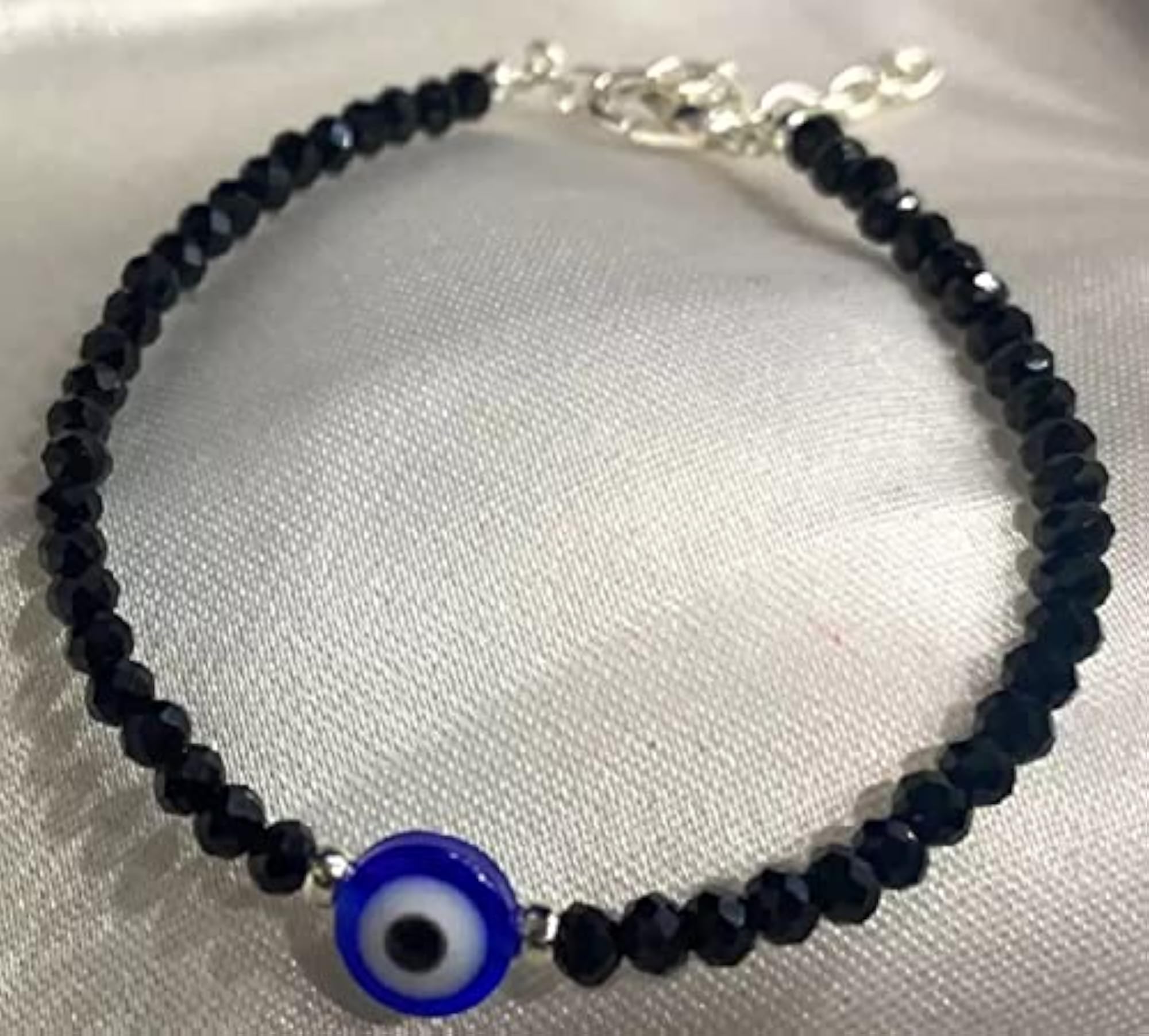 Trendy Black Beads with Blue Evil Eye Chain Anklet