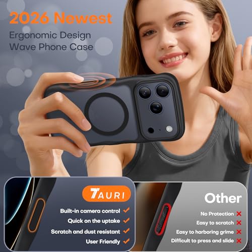 TAURI for iPhone 17 Pro Max Case for Women Girl,with Camera Control, [Compatible with Masafe], Wave Phone Case for iPhone 17 ProMax 6.9", Black by TAURI - Used condition - Image 4