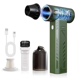 Plumero de aire comprimido 480000 rpm, plumero de aire eléctrico, velocidad variable, 580 G, 4 engranajes, ajustable, recargable, inalámbrico, soplador en seco, turbo, ventilador de limpieza, mini