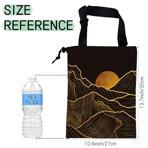 Image of Gold Mountains Car Trash Bag,Hanging Drawstring Car Garbage Bag,Waterproof Canvas Car Back Seat Organizer with Adjustable Buckle,for Vehicles,SUVs,Camping,Road Trips