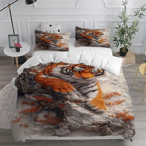 Parure de lit motif faune sauvage imprimé tigre en taille 200x200
