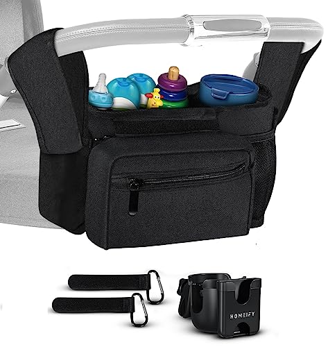 Homeify Baby Stroller Organizer Set - Universal Stroller Bag + Cup Holder/Phone Holder