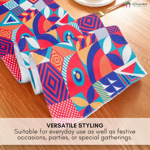 Image of HOMADORN Premium Digital Printed Table Runner - Double Layered Durable Fabric, Elegant Dining & Coffee Table Decoration, Fade-Resistant Prints, Easy Care (13X60 Inches ( 4 Seater), Abstract Fusion)