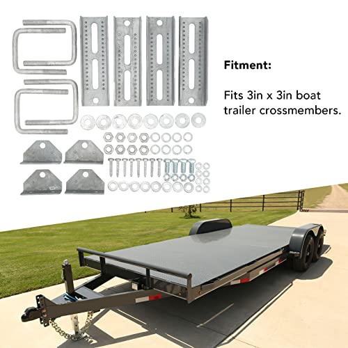 Kit support de couchette pivotant antirouille pour traverse de remorque 3x3 - 5