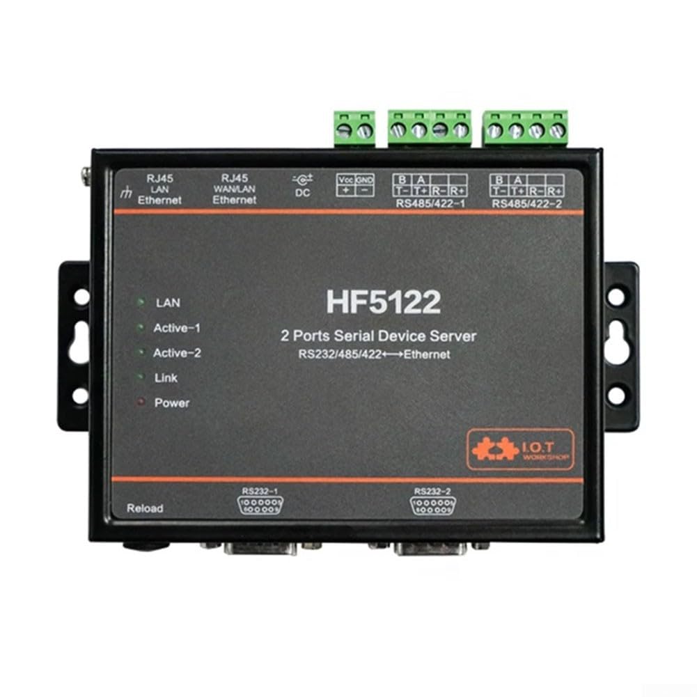 Servidor serial industrial HF5122 RS232 al canal TCP UDP HTTPD del convertidor 2 de Ethernet para IoT para los datos seguros 108m m de la puerta de enlace