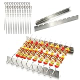 Viechoes 30er Set Grillspieße Edelstahl mit 2er Set Grillgestell für 9 Spieße, 40cm Schaschlikspieße Flach, Rostfreie Fleischspieße für Grill BBQ, Ideal für Schaschlik, Kebap und Gemüse,grill zubehör