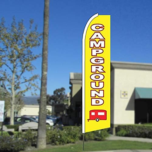 CAMPGROUNDS (Yellow) Flutter Feather Banner Flag Kit (Flag, Pole, & Ground Mt)