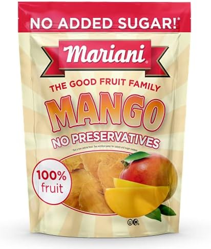 Mariani - Dried Mango - 4oz - Unsweetened & Unsulfured - 100% Fruit - Gluten Free, Vegan, No Preservatives, Resealable Bag - Healthy Snack for Kids & Adults
