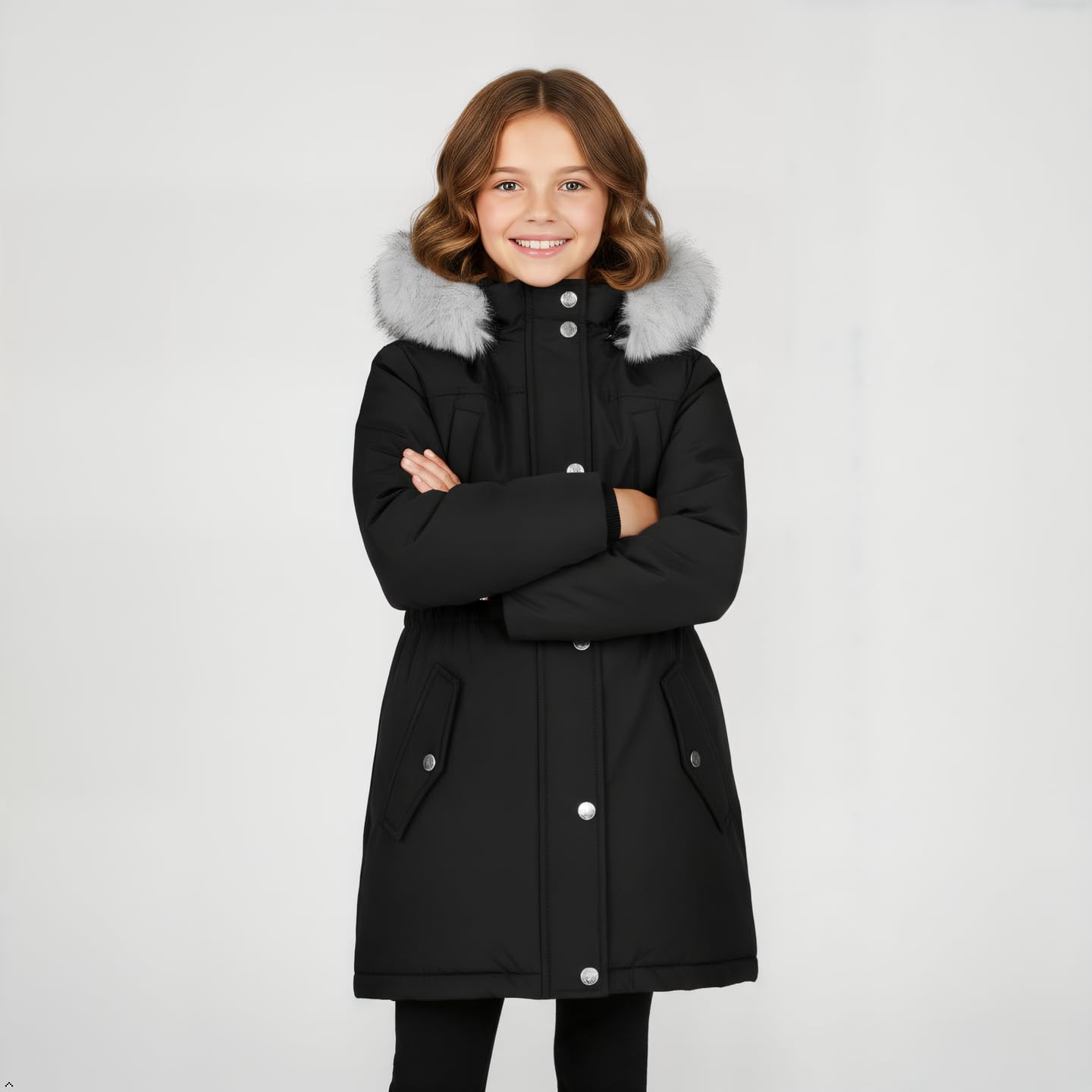 Sunny Sprout Manteau fille hiver - Doudoune capuche fourrée parka coupe-vent imperméable