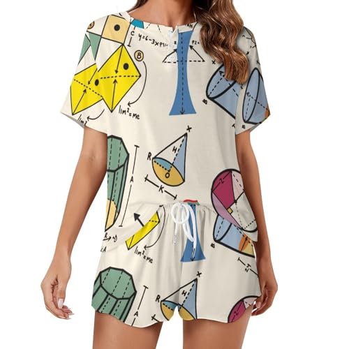 Ensemble pyjama femme court géométrique vêtement nuit été léger
