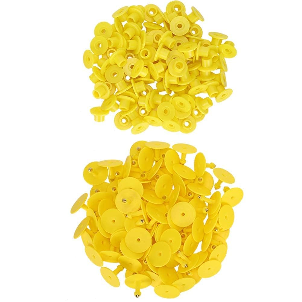 100pcs marchi auricolari di pecora giallo PU marchi auricolari identificazione bestiame etichette auricolari vuote per capra agnello bovini mucche maiali(Giallo)