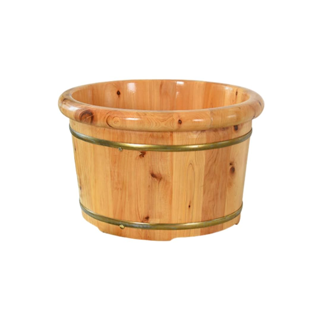 LPYROSE Cypress Foot Bath, Natural Wood, Deep Type, Foot Bath, Thermal, Moisturizing, With Handle, For Home Use, Aroma Foot Bath (10.2 inches (26 cm), Cedar Round Edge)