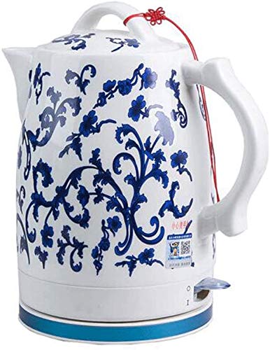 Haushaltselektrische Keramik Schnurlose Blaue und weiße Porzellankessel Teekanne 1.6L Krug kocht Wasser schnell für Tee Kaffeesuppe Haferflocken