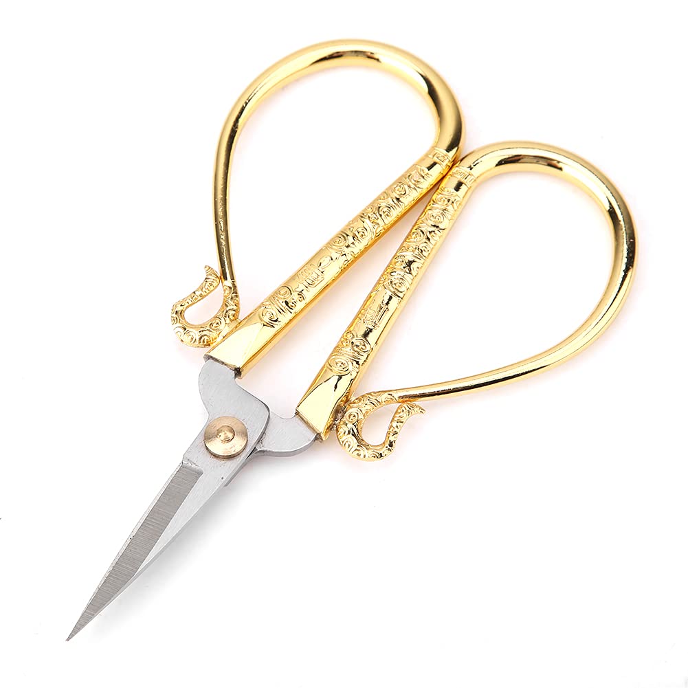 Fdit Tijeras de Bordado, Tijeras de Costura Vintage de 11,8 Cm, Artesanales de Hoja de Acero Inoxidable para Costura de Punto de Cruz (GOLD)