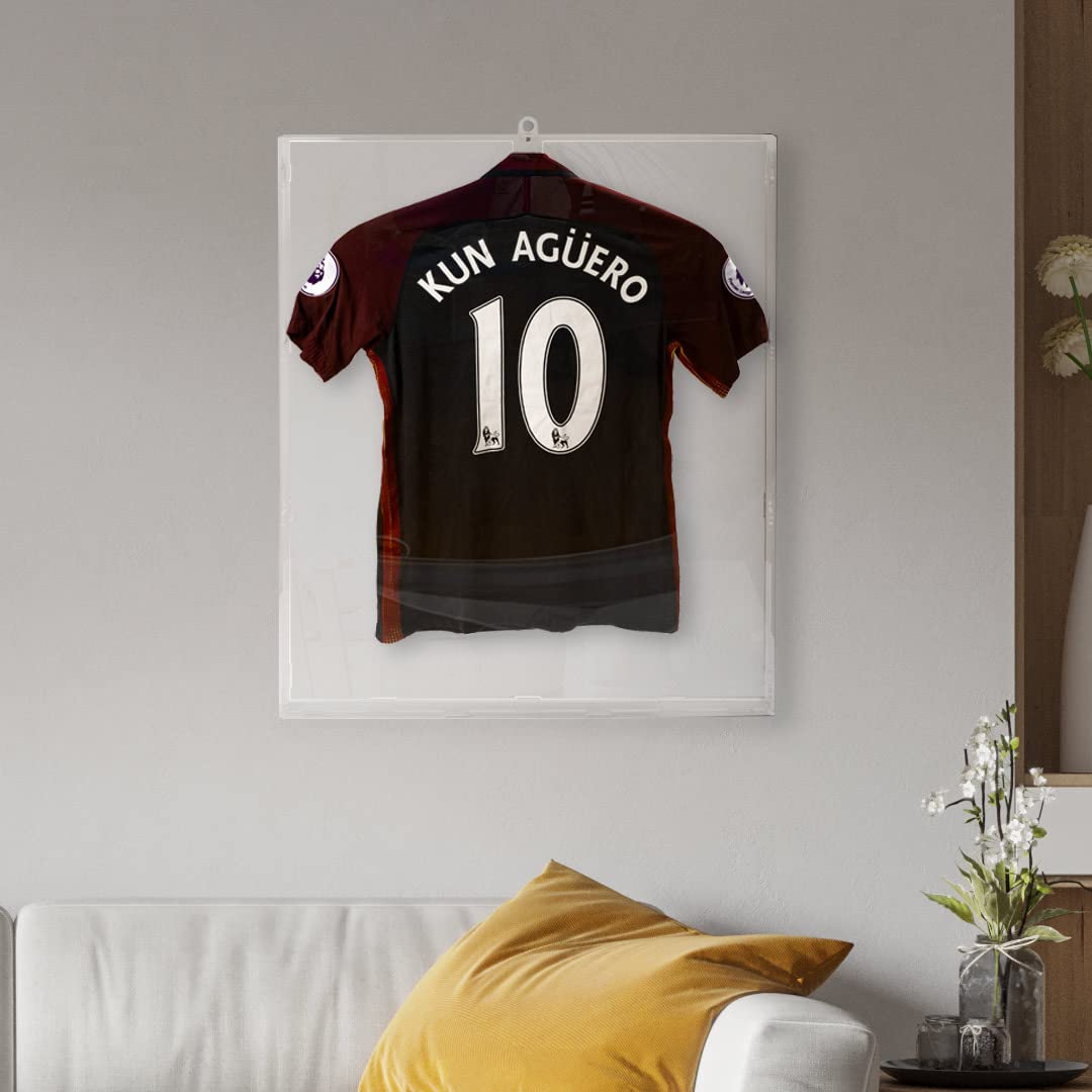 Teca per Maglietta da Calcio con Appendino | Realizzata in acrilico con altezza 90 cm, larghezza 75 cm e profondità 5,5 cm | Ideale come quadro per maglietta da calcio | Made in Italy (da muro)
