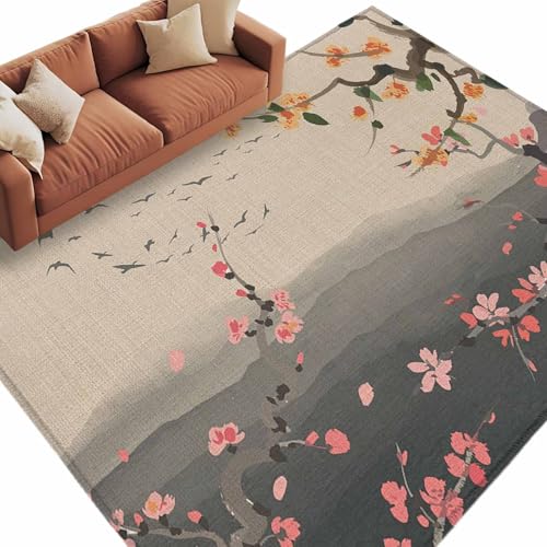 Chinese Ink Painting Area Rug 6x9 FT, Non Slip Living