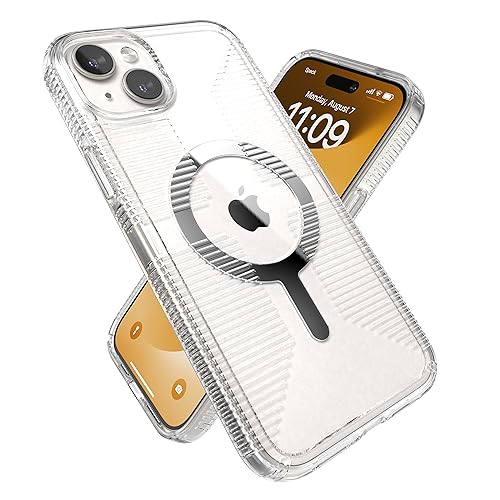 Image of Speck Clear iPhone 15 Plus Case - Slim, Built for MagSafe, Drop Protection Grip - for iPhone 15 Plus & iPhone 14 Plus - Scratch Resistant, Anti-Yellowing, 6.7 Inch Phone Case - GemShell Grip Clear