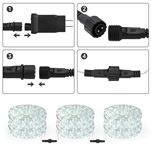 Lighting ever 33ft 240 led outdoor rope lights cool white 6000k, 24 v connectable, waterproof clear tube string lights for deck railing, patio ground, garden, yard lawn, flower bed landscape, camping 3 Lighting ever 33ft 240 led outdoor rope lights cool white 6000k, 24 v connectable, waterproof clear tube string lights for deck railing, patio ground, garden, yard lawn, flower bed landscape, camping - image 4