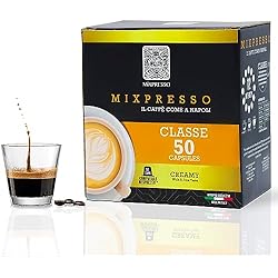 Mixpresso Classe Coffee Espresso Capsules Compatible With Nespresso Original Brewers, Single Cup Coffee Pods 100% from Italy, Medium Roast 80% Arabica Espresso, 50 Count Coffee Capsule Intensity 8/12