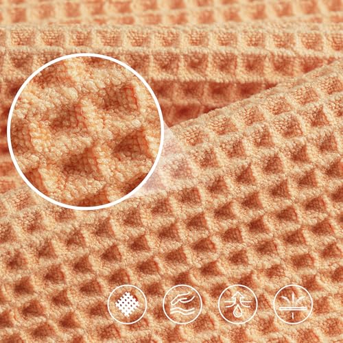 Image of POLYTE 430 GSM Microfiber Oversize Quick Dry Lint Free Bath Towel, 60 x 30 in, 4 Pack (Waffle Weave)