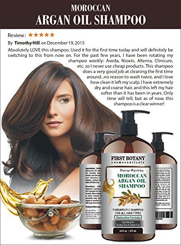Moroccan Argan Oil Shampoo with Restorative Formula 16 fl. oz. Gentle & Sulfate Free for All Hair Types. Cleanses, Revives, Hydrates, Detangles Hair & Revitalizes the Scalp & Split-Ends - Thumbnail 3