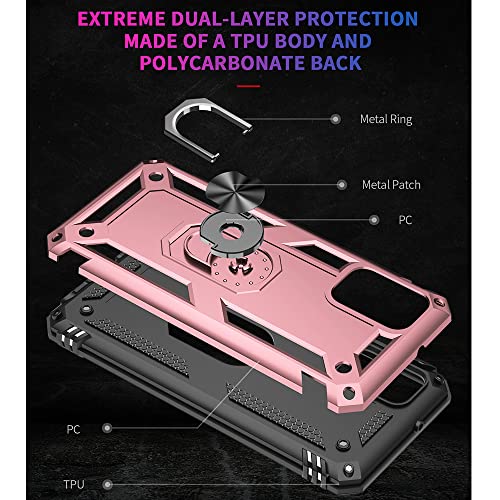 Samsung Galaxy A03s Case with HD Screen Protector, Ring Shockproof Protective Case, Rose Gold - image 6