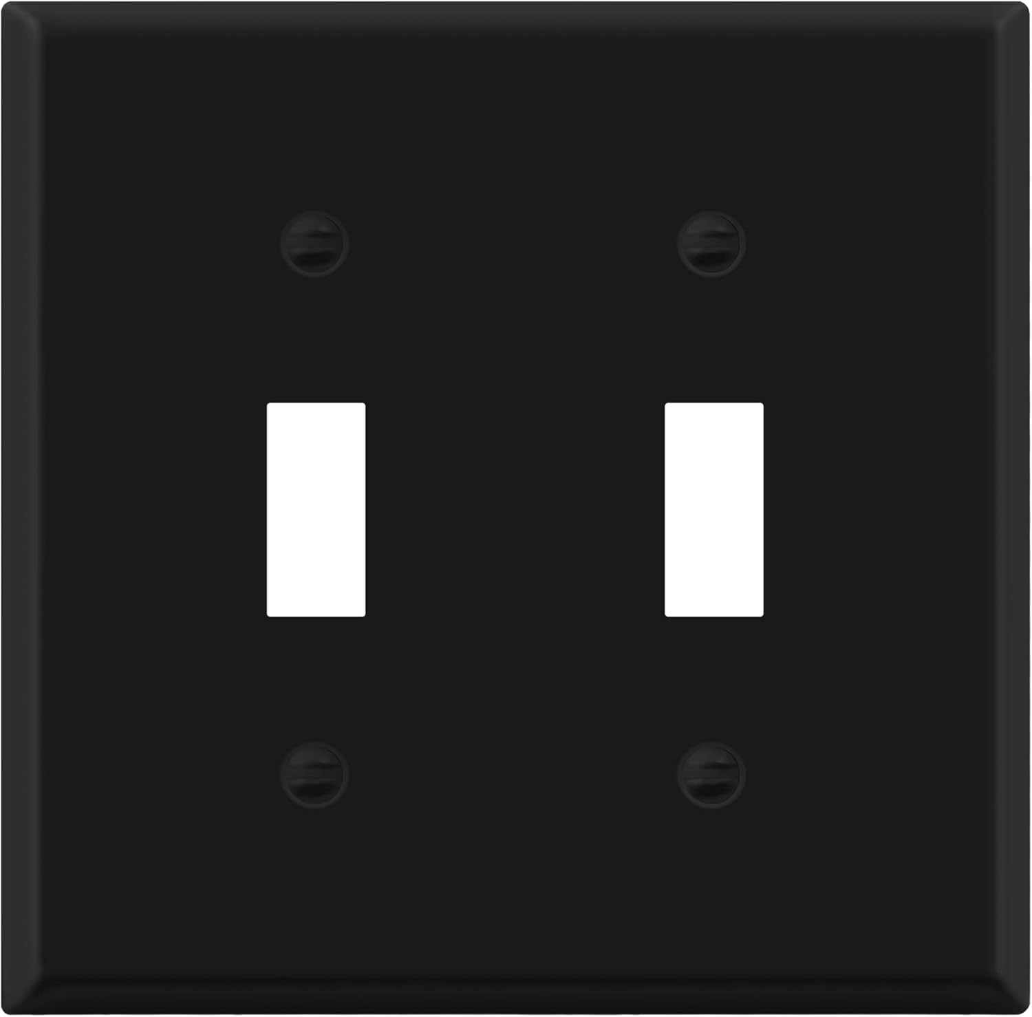 Enerlites 7712-BM Black Matte 2-Gang Double Toggle Metal Wall Plate - Corrosion-Resistant Powder Coated Steel for Industrial Use